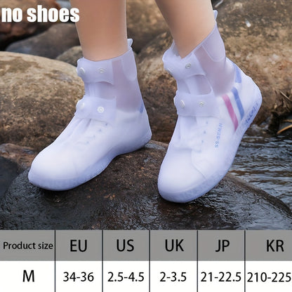 Waterproof Shoe Covers for Outdoor Work, Cycling, Skiing - Non-Slip, Durable, Soft Plastic with Adjustable Straps, White with Purple Accents, Ideal for Wet Conditions, Cycling Accessories, Sleek Design, Secure Fit Design, Wom