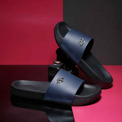 Men's Fashion Slides, Casual Non Slip Slippers, Open Toe Shoes For Indoor Outdoor Beach Shower, Spring And Summer