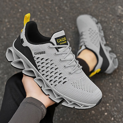 Ténis casual, leve e respirável para homem - amarelo néon e preto, topo em tecido com forro em malha, sola em TPU antitorção, design de cano baixo para todas as estações, ideal para caminhadas, treinos e uso diário.