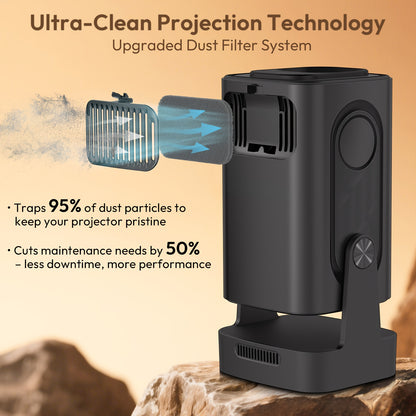 XGODY Gimbal 5 Pro Smart Beamer Black Projector, 350ANSI Brightness Native 1920*1080 Full HD 1080P Support 4K with Remote Control 100-50% Size Zoom And 180° Free Rotation Built-in Android 11.0 System WiFi 6 & Wireless BT 5.4