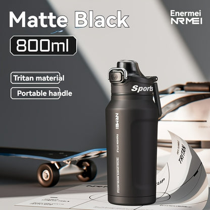 Garrafa de água desportiva NRMEi com palhinha, tampa flip-top e pega portátil - Design durável, resistente a impactos e antiderrapante para ginásio, atividades ao ar livre e hidratação. Acabamento brilhante e elegante. Material livre de BPA.