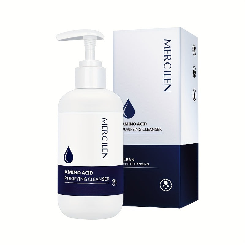MERCILEN Amino Acid Facial Cleanser 200g - Fragrance-Free, Deep Pore Cleansing & Moisturizing Makeup Remover for All Skin Types