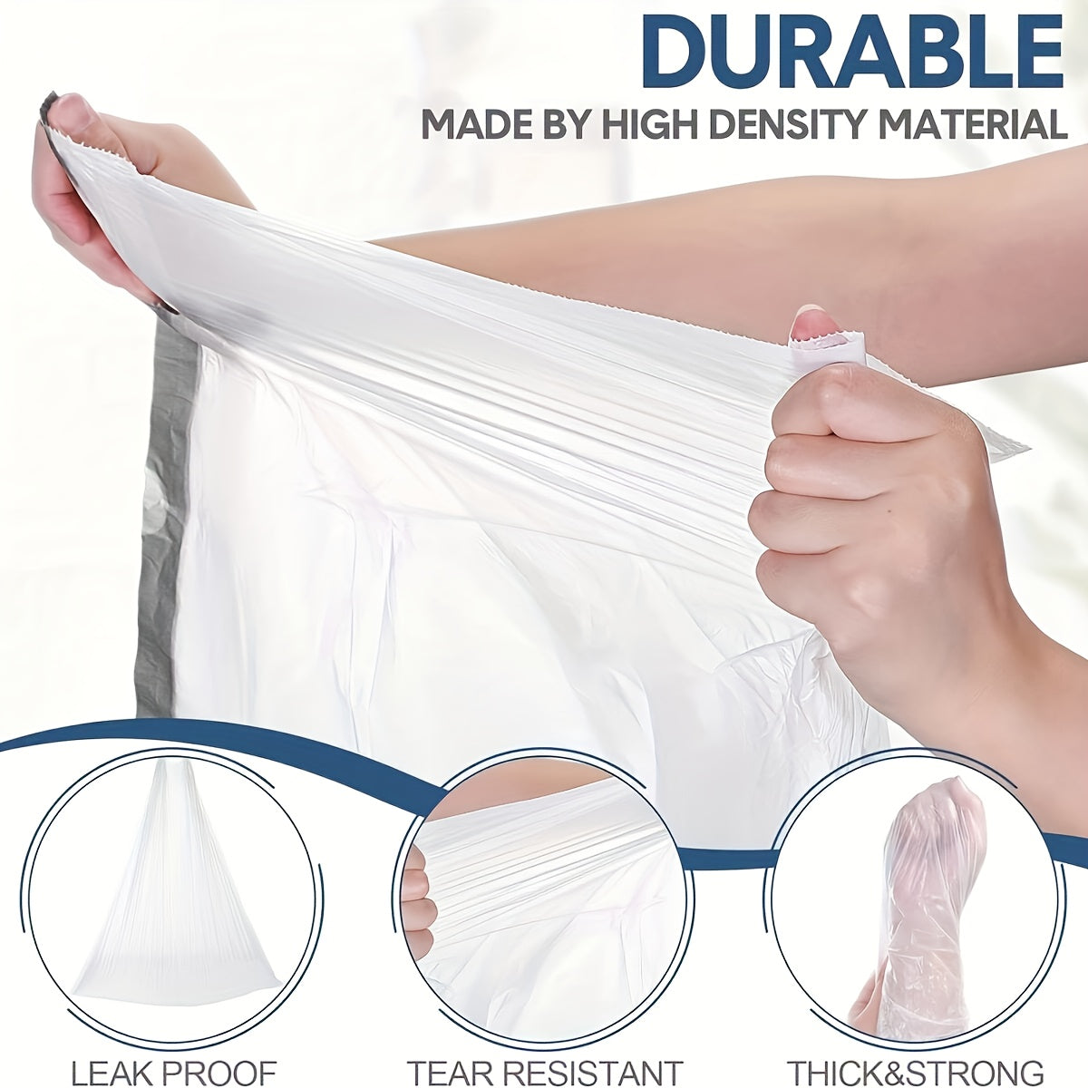 90pcs (6 Rolls) Heavy-Duty Large Reinforced Trash Bags with Heavy-Duty Reinforced Seams & Sturdy White Side/Top Handle - Heavy Weight 10kg/22 Capacity, Thick Polypropylene, Bathroom, Office, Home - 10L/30L Equivalent