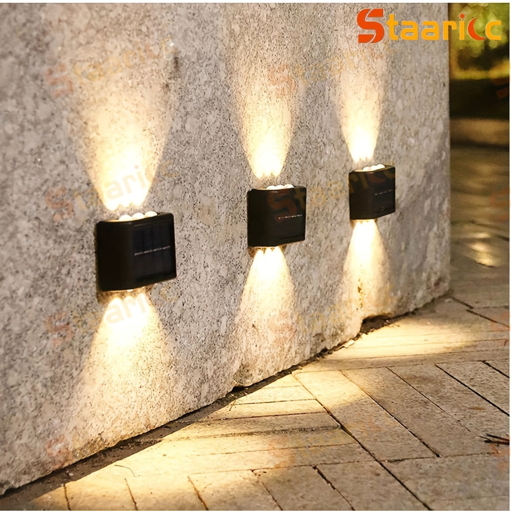 Staaricc 6/ 4/ 2pcs Solar Wall Light, Outdoor 6 LED Deck Lights, Wall Light, For Courtyard, Street, Fence, Garage, Garden Perfect Decoration