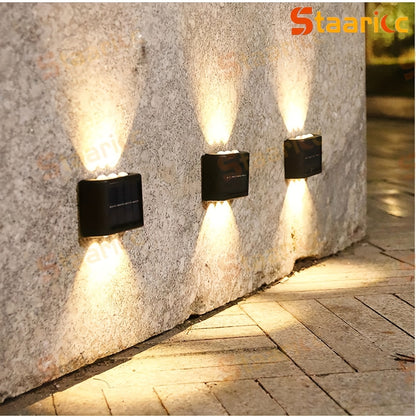 Staaricc 6/ 4/ 2pcs Solar Wall Light, Outdoor 6 LED Deck Lights, Wall Light, For Courtyard, Street, Fence, Garage, Garden Perfect Decoration