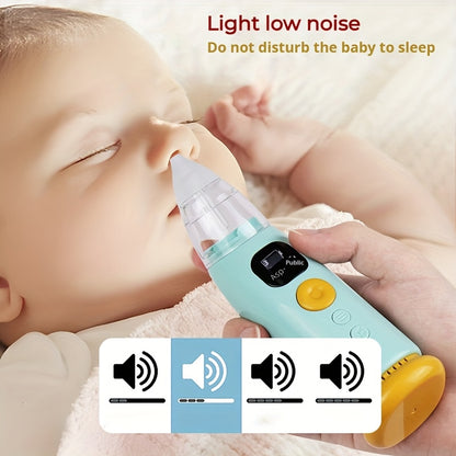 1pc Portable Electric Baby Nasal Cleaner - Soothing Music and Soft Lighting - 3 Adjustable Suction Levels, 3 Soft Silicone Tips, to Clear Nasal Mucus, Suitable for Home Use
