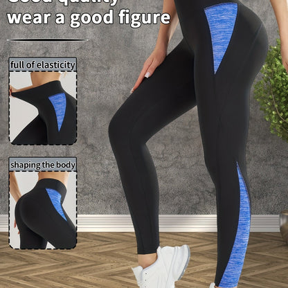 Women's High-Waisted Yoga Leggings - Butt-Lifting Tummy Control Workout Pants with Full Elasticity, Sweat Absorbent Breathable Fabric, Contrast Color Design for Gym Running Yoga & Casual Wear, Yoga Pants, Shapewear Included,