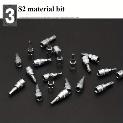 46pcs 2.54/10.16 Cm Drive Socket Ratchet Wrench Set, With Bit Socket Set, Metric And Extension Bar For Auto Repairing And Household, With Storage Case