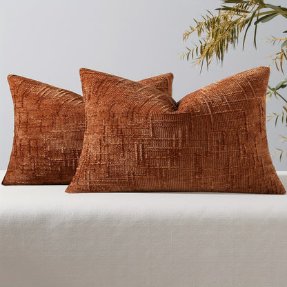 2pcs, Chenille Throw Pillow Covers Set of 2 Thick Textured Slubby Couch Pillow Covers Farmhouse Accent Modern Neutral Decorative Pillow Cases for Bed Sofa, Living Room, Machine Washable