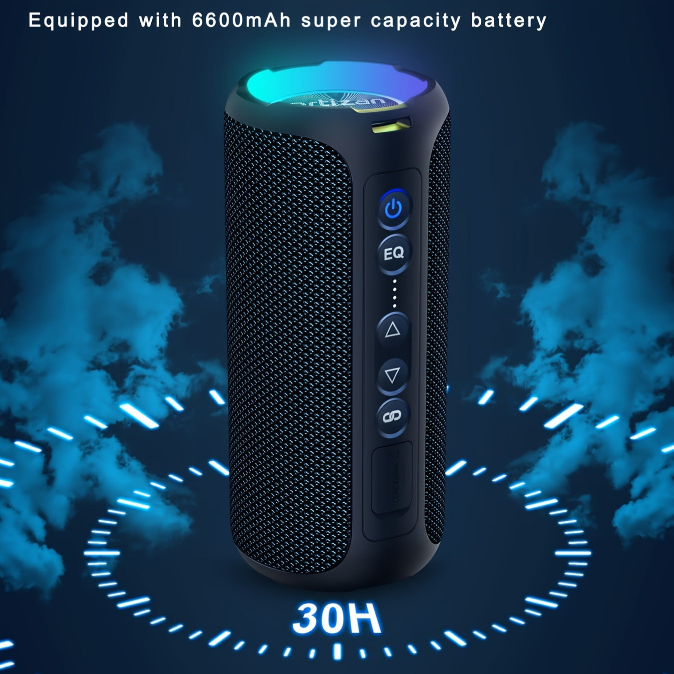 Ortizan 40W PMPO Loud Stereo Portable Speaker,, Wireless Speaker, Shower Speakers Featuring Deep Bass, LED Light, 30H Battery, TF Card, AUX, True Wireless Stereo Speaker Suitable for Both Indoor And Outdoor Use.