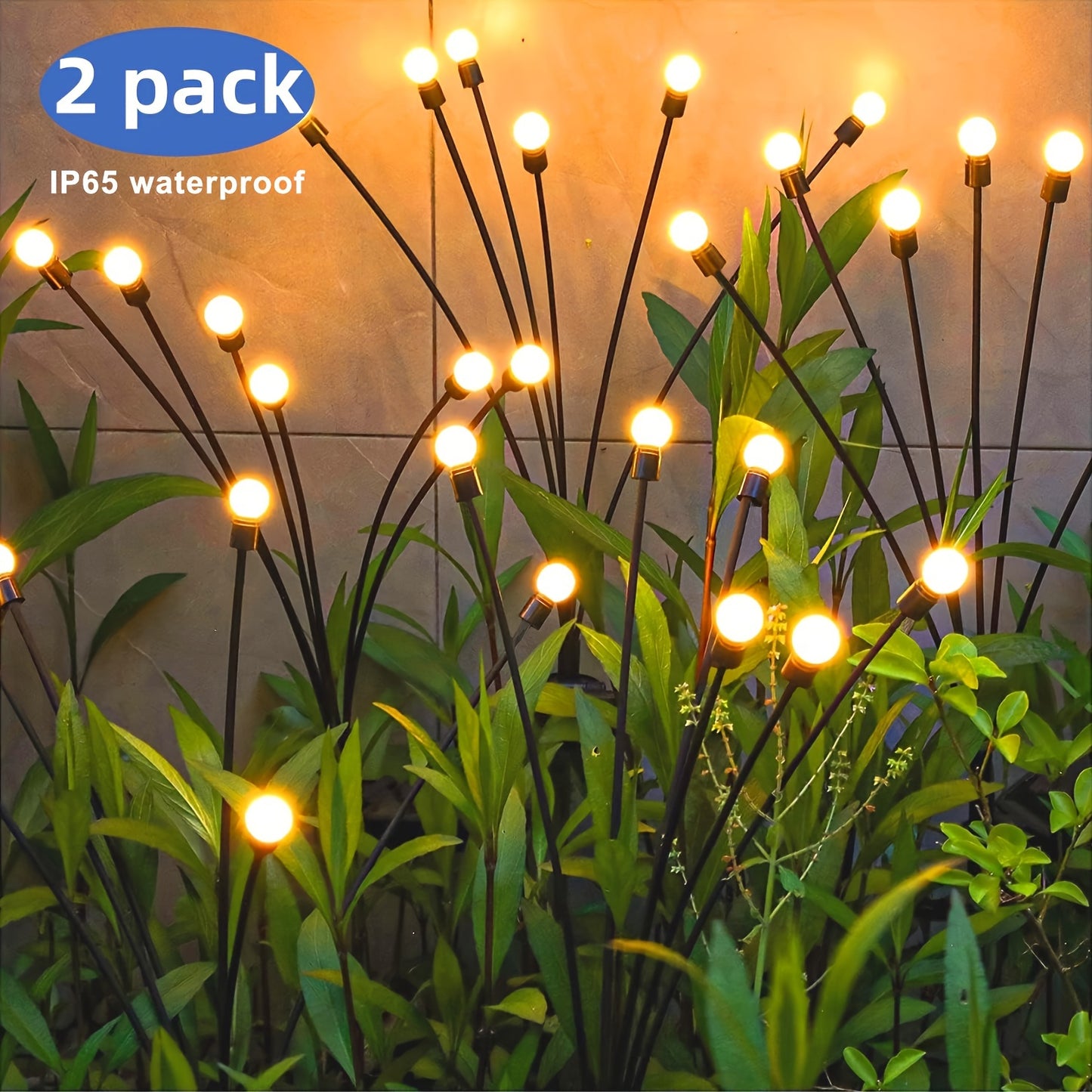 Two Solar Garden Lights, Equipped with 6/8/10 LED Bulbs, Firefly Floor Lights, Outdoor LED Lights, Spherical Garden Decorative Lights for Yard Lighting, Festive Parties, Christmas, Independence Day Dance Illumination to Beaut