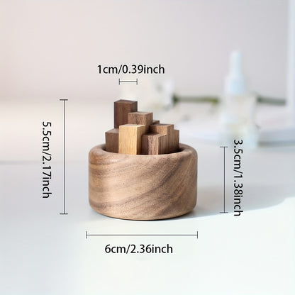 Wooden Essential Oil Diffuser, Aromatherapy Reed Diffuser Set with Natural Beech and Walnut Wood Pieces, Home and Car Fragrance Decor, 1pc