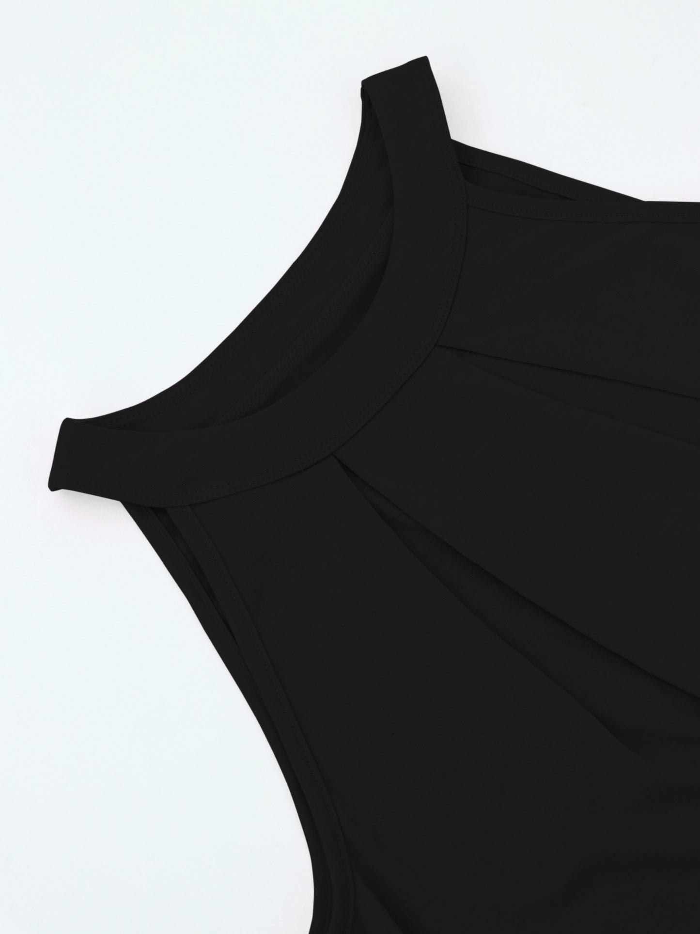 Solid Pleated Halter Neck Top, Versatile Sleeveless Simple Halter Blouse For Summer, Women's Clothing