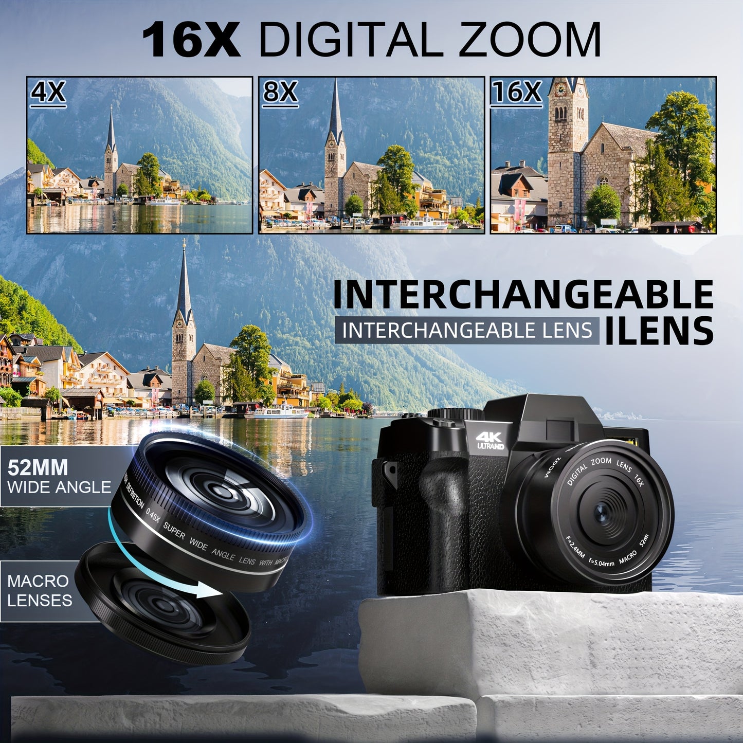 NBD Digital Camera, 48MP Cameras for Photography with WiFi & App Control, 4K Vlogging Camera, Compact Camera, Perfect for Entry-Level Users and Beginners with Macro&Wide Lens-32GB Card