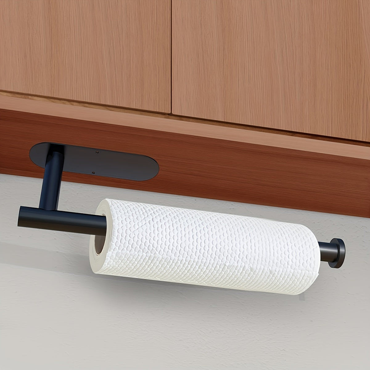 1pc Self-Adhesive Paper Towel Holder Under Cabinet For Kitchen, Bathroom Tissue And Towel Holder, Plastic Wrap And Roll Paper Storage Storage Rack, Home Kitchen Bathroom Supplies