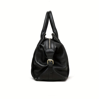 Elegante bolsa feminina com padrão cobra preta - Grande capacidade, alça de ombro removível, couro sintético vegan, perfeita para uso diário e trabalho, presente ideal para as festas de fim de ano, bolsa versátil | Estilo vanguardista | Couro sintético