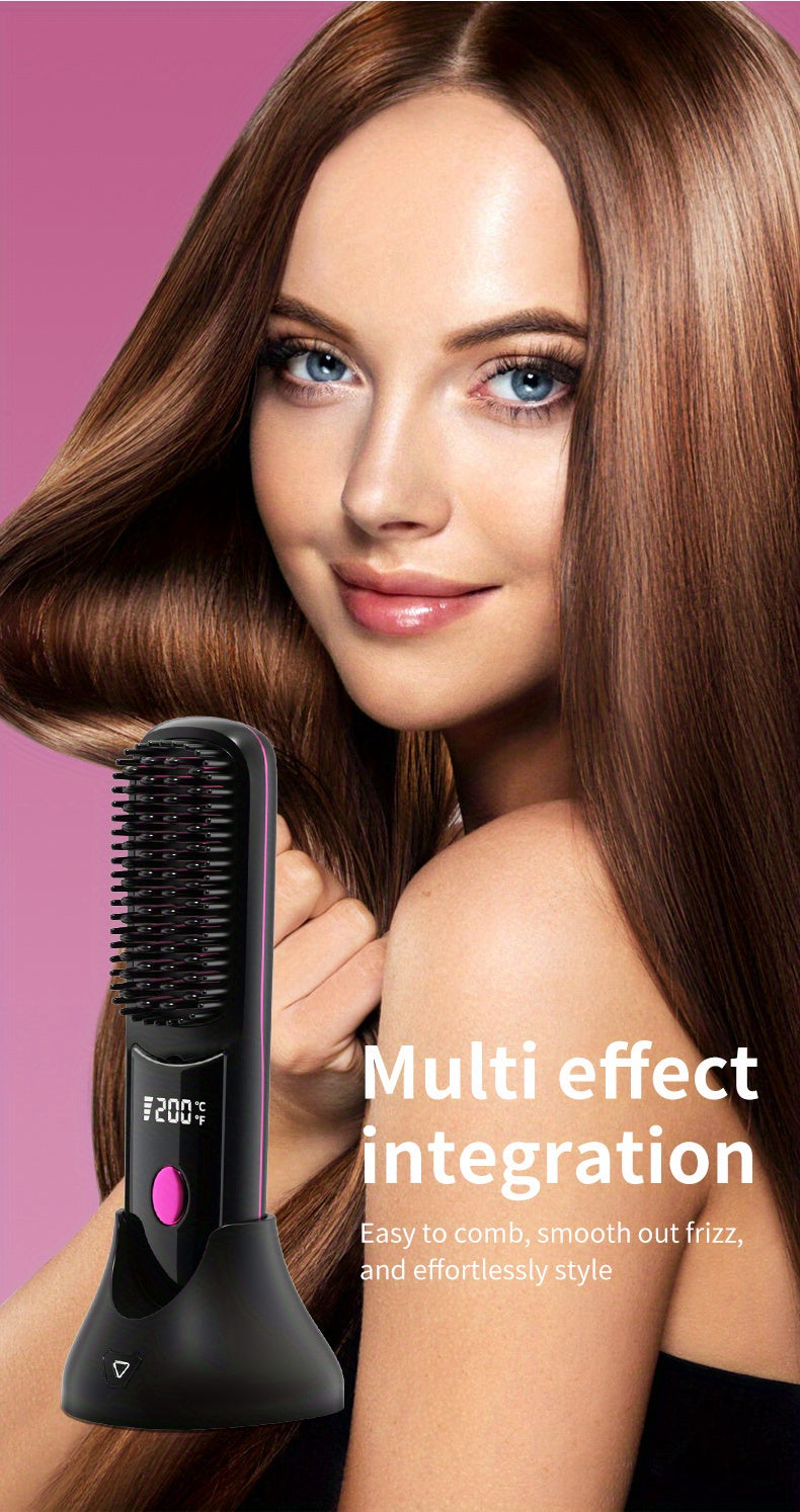 New USB-C Rechargeable Straightener, Fast & Seat Charging Modes, 20S Quick Heat, 3-Speed Temperature Control, Anti-Scald Design, 2600mAh/3200mAh Battery, 3D Tooth Comb, Ceramic Hair Protection Layer, LCD Display, Wireless Por