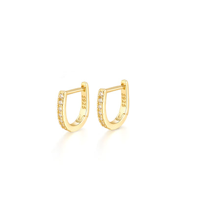 Sterling 925 Silver Jewelry Full Shiny zirconia Decor Hoop Earrings Elegant Minimalist Style Delicate Female Gift