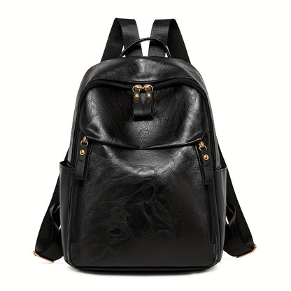 Women's Stylish Backpack with Adjustable Shoulder Straps & Golden-Tone Hardware - Zipper Closure, Multiple Compartments for, Travel, Shopping, Work - Christmas Gift (Deep Brown/Green/Black)