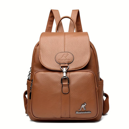 Women'S Genuine Leather Backpack - Vintage Backpack with Zipper Closure, Adjustable Shoulder Straps & Front flap pocket - Elegant Everyday & Formal Bag in, Brown, - Durable Polyester Lining for Women, Versatile Carryall, Clas