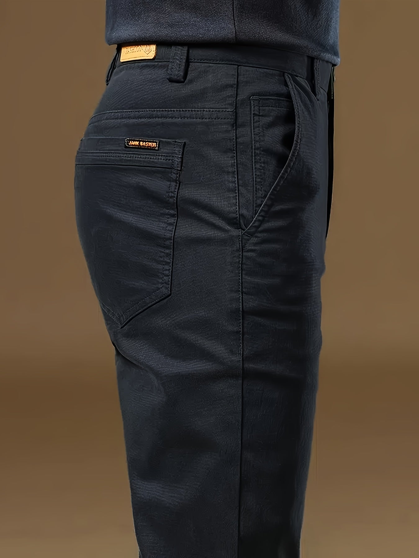 Men's Solid Navy Blue Straight-Leg Dress Pants - All-Season Full-Length Formal & Business Casual Trousers with Zipper Closure, Machine Washable, Durable Comfort Fit for Office, Semi-Formal & Casual Attire - Versatile Solid Co