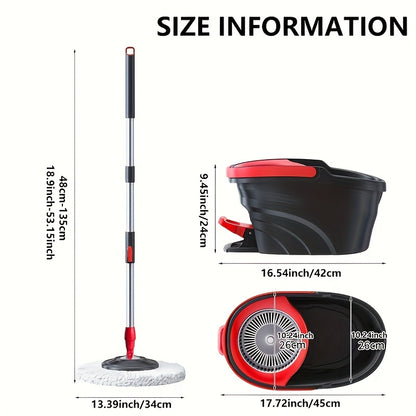 Rotating Mop with a Hands-Free Cleaning Bucket, Featuring a Telescopic Handle, Foot Pedal, And Manual Pressure for Dual-Drive Floor Cloth.