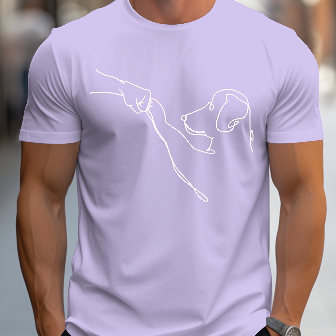 MBDMBD Men's Minimalist Dog Line Art Graphic T-Shirt - Vibrant Yellow with Black dog outline, Lightweight Summer Casual Everyday Tee for Pet Lovers - Machine Washable Apparel, Dog Tshirt, Classic Round Neck, Comfortable Fit