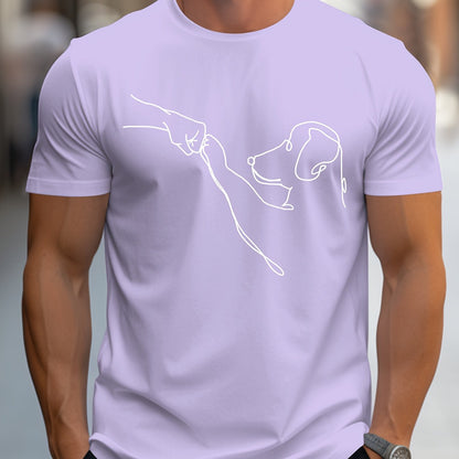 MBDMBD Men's Minimalist Dog Line Art Graphic T-Shirt - Vibrant Yellow with Black dog outline, Lightweight Summer Casual Everyday Tee for Pet Lovers - Machine Washable Apparel, Dog Tshirt, Classic Round Neck, Comfortable Fit