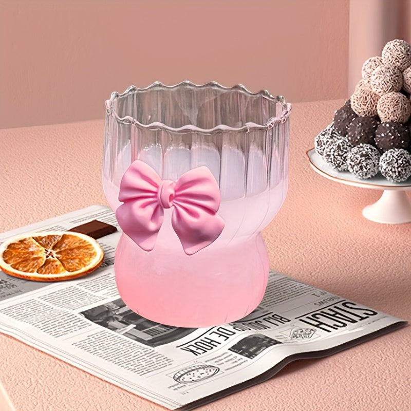 1pc Butterfly Pattern High Borosilicate Glass Coffee Cup, Heat-Resistant Vertical Ribbed Tea & Milk Mug, Durable Glass Drinkware, with No Assembly Required for Tea & Coffee