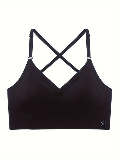 Backless Wireless Sports Bra, Yoga Fitness Workout Bra, Women's Activewear