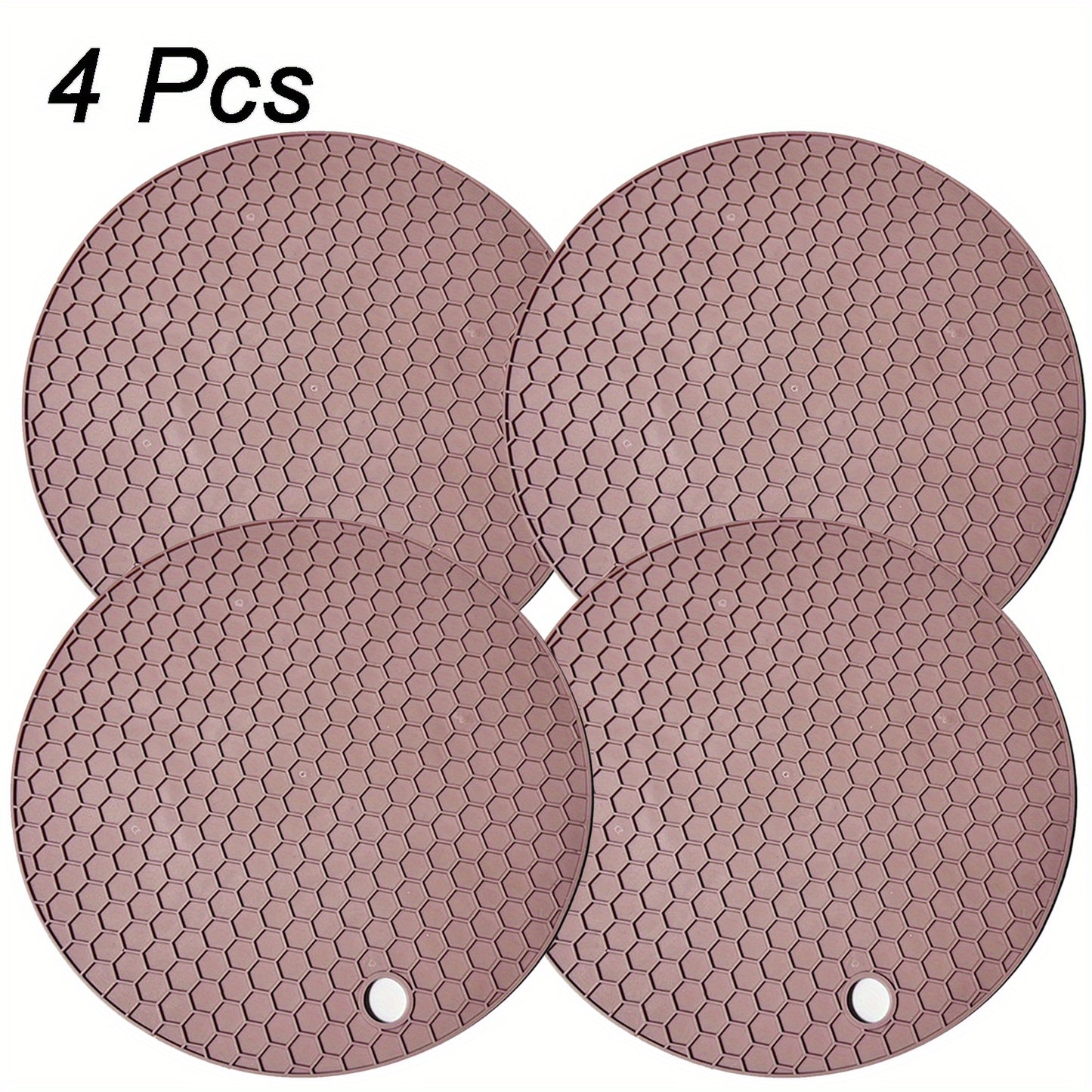 1/4pcs Round Honeycomb Silicone Placemat 17.02 Cm, Heat Insulation Pad, Non-slip Pot Holder, Easy To Clean And High Temperature Resistant Table Mat, Tabletop Protection, Home Kitchen Dining Table Decor