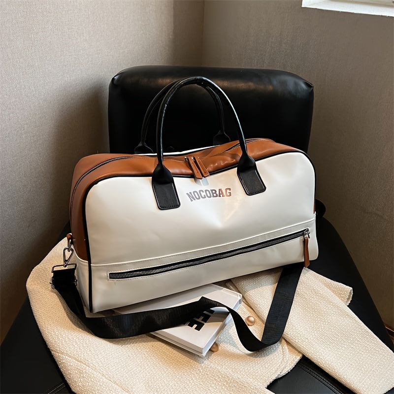 NOCUBAG Large Capacity Lightweight Travel Duffel Bag - Stylish Weekender with Shoulder Strap, Ginger/White & Brown Accents, Perfect for Gym, Short Trips & Carry-On, Short Trip Bag | Stylish Luggage | Bag, Travel Bag