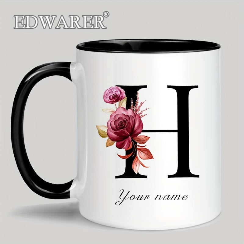 1pc A-Z Letter Custom Personalized Coffee Mug, Water Cup, Photo Text Ceramic Mug 11oz, Graduation Appreciation Thank You Holiday Birthday Gifts, Valentine's Day, Christmas, Birthday, Anniversary Mug Gift, Drinkware For Restau