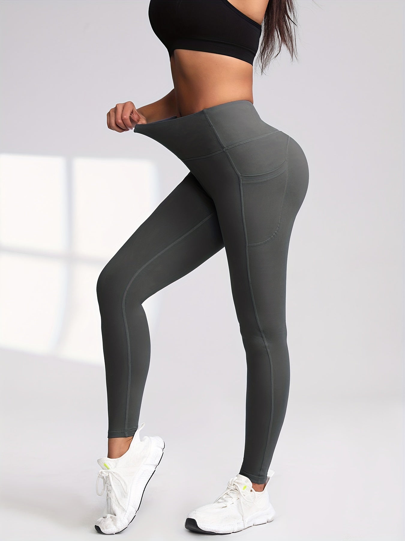 3pcs Women's High-waisted Side Pocket Casual Trousers with Special Hip Design, Versatile Butt-lifting Spring and Autumn Trousers