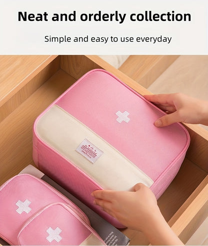 1pc Portable Medical Kit, Household Oxford Cloth First Aid Kit With Zipper, Outdoor Travel Medical Kit, Large Capacity Medicine Storage Bag