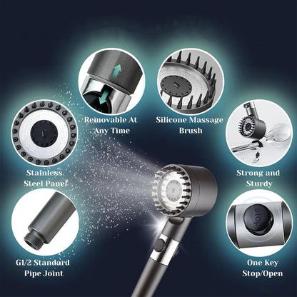1pc Ion Drops Shower Head, 2025 New Iondrops Filtered Shower Head with Handheld Filtered Shower with Hose Adjustable Settings