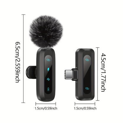 HITOZON Professional Wireless Wireless Lavalier Microphone with Noise Canceling, Plug & Play -C Receiver, Clip-On Mic for Streaming, Vlogging, Podcasting, Smartphones/Tablets, - (Compatible with iPhone/)