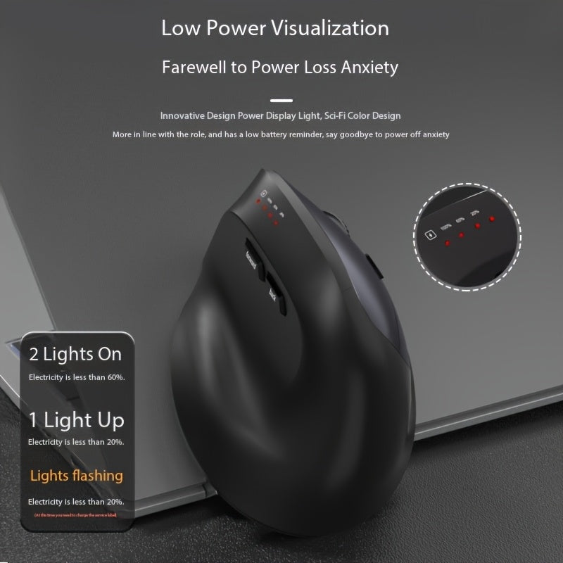 WOWSSYO Right-Handed Ergonomic Gaming Mouse - Wired + Wireless + BT Tri-Mode, 6-Speed Adjustable Optical, USB-C Rechargeable, Ergonomic Design for Laptop & Desktop Computers, Black/Red/Blue/Teal, Ergonomic Mouse, Computer Acc