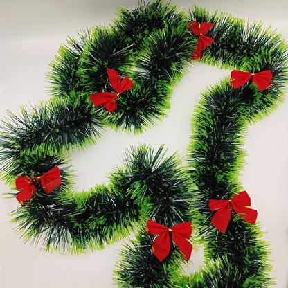 6.56ft Christmas Rattan, Dark Green And White Edge Christmas Decoration Strips, Wedding Celebration Holiday Decoration Snowflakes, 3.54inch Diameter