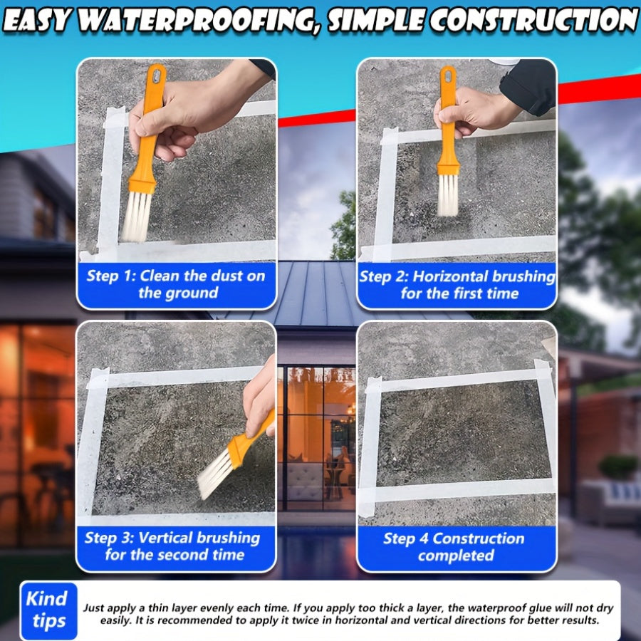 Premium Waterproof Sealer - No Brick Breaking Repair, Transparent Coating Suitable for Floors, Walls, Roofs, etc, - Moisture Protection for Stone, Wood, Tiles, Invisible Waterproof Agent with Brush, Suitable for Kitchen, Gard