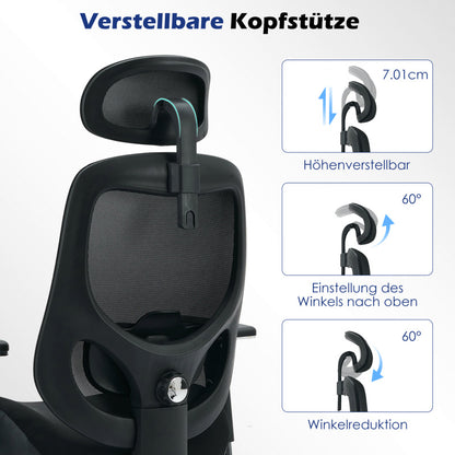 Heavy-Duty 230kg Capacity Ergonomic Office Chair with 4-in-1 Height Adjustment, 120° Tilt & Lumbar - Heavy Duty Desk Chair with 4D Armrests, 5-Wheel Base, Smooth-Rolling Casters, Headrest - Ideal for Tall Users & Long Hours