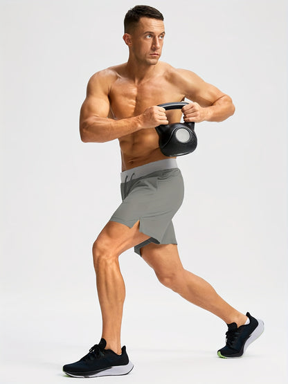 Men'S Light Gray Running Shorts with Zipper Pockets - Adjustable Drawstring, Quick-Dry Athletic & Casual Shorts for Gym, Training, Hiking, and Everyday Wear