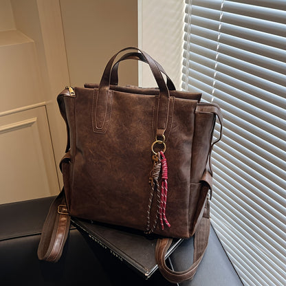 Women's Vintage Backpack - Large Capacity Laptop Backpack with Adjustable Padded Straps, Golden-Tone Hardware & Zipper Closure, Brown/Black/Coffee Brown Tote Backpack for Work, School, Travel - Stylish & Durable Everyday Carr