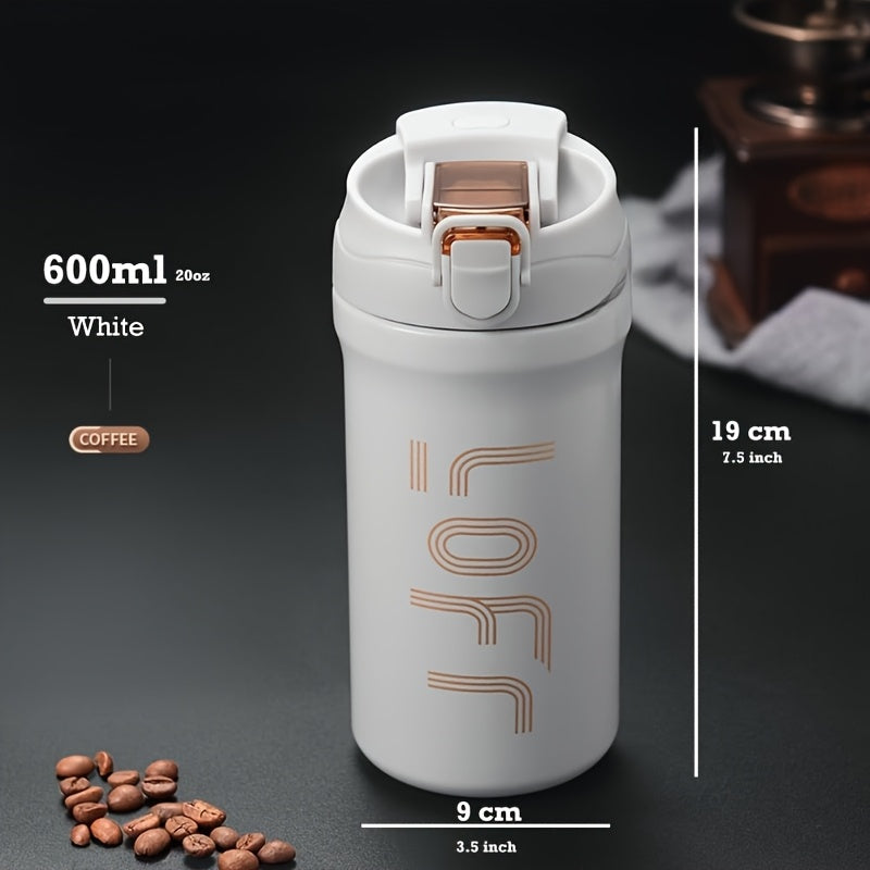20oz/600ml Double-Wall Vacuum Insulated Stainless Steel Travel Mug - Thermal Cup with Leakproof Flip-Top Lid, Keeps Drinks Hot/Cold for Hours, Large Capacity Thermos for Coffee, Tea, Water - Perfect Gift for Coffee & Tea Love