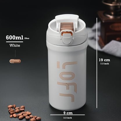 20oz/600ml Double-Wall Vacuum Insulated Stainless Steel Travel Mug - Thermal Cup with Leakproof Flip-Top Lid, Keeps Drinks Hot/Cold for Hours, Large Capacity Thermos for Coffee, Tea, Water - Perfect Gift for Coffee & Tea Love
