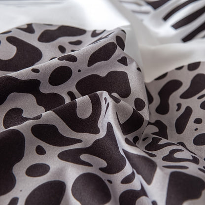 3pcs Love Leopard Print Multicolor Printed Duvet Cover Set, Polyester, All-Season, Zipper Closure, Woven Fabric, with Pillowcase, Machine Washable, Printing, Sanded Finish, 90g Fabric Weight, Non-Woven Fabric, Duvet Insert No