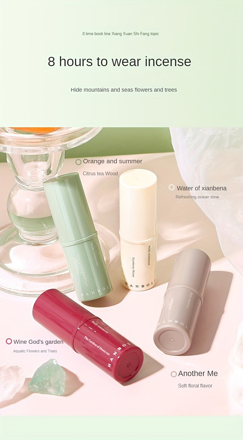 Hanboli Herbal Scented Alcohol-Free Solid Stick Perfume for Adults - Floral Fragrance Note, Fresh Body Cream, Portable & Elegant - Perfect Gift for Girls