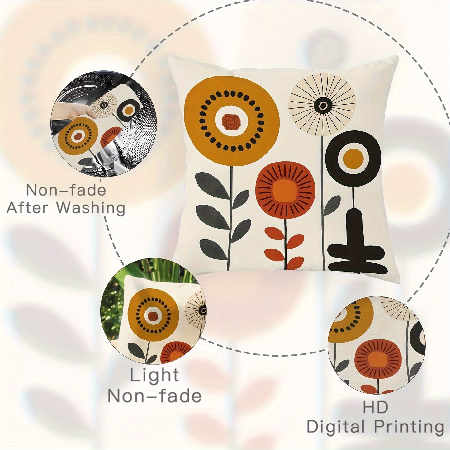 4pcs Vibrant Floral Plush Pillow Covers - Modern Abstract Design in Yellow, Blue, Green with Daisies & Vases, Soft & Cozy Decorative Cushion Cases for Living Room, Bedroom, Sofa - Machine Washable, Zipper Closure, No Inserts,