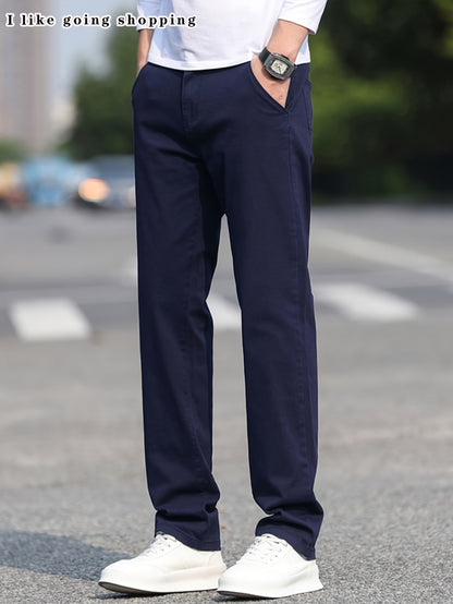 2pcs Men'S Stretch Chino Pants - Straight-Leg Business Casual Trousers with Elastic Waistband, All-Season Formal & Everyday Pants for Office, Meetings, And Casual Attire, Office Wear, Modern Trousers, Comfortable Fit, Versati