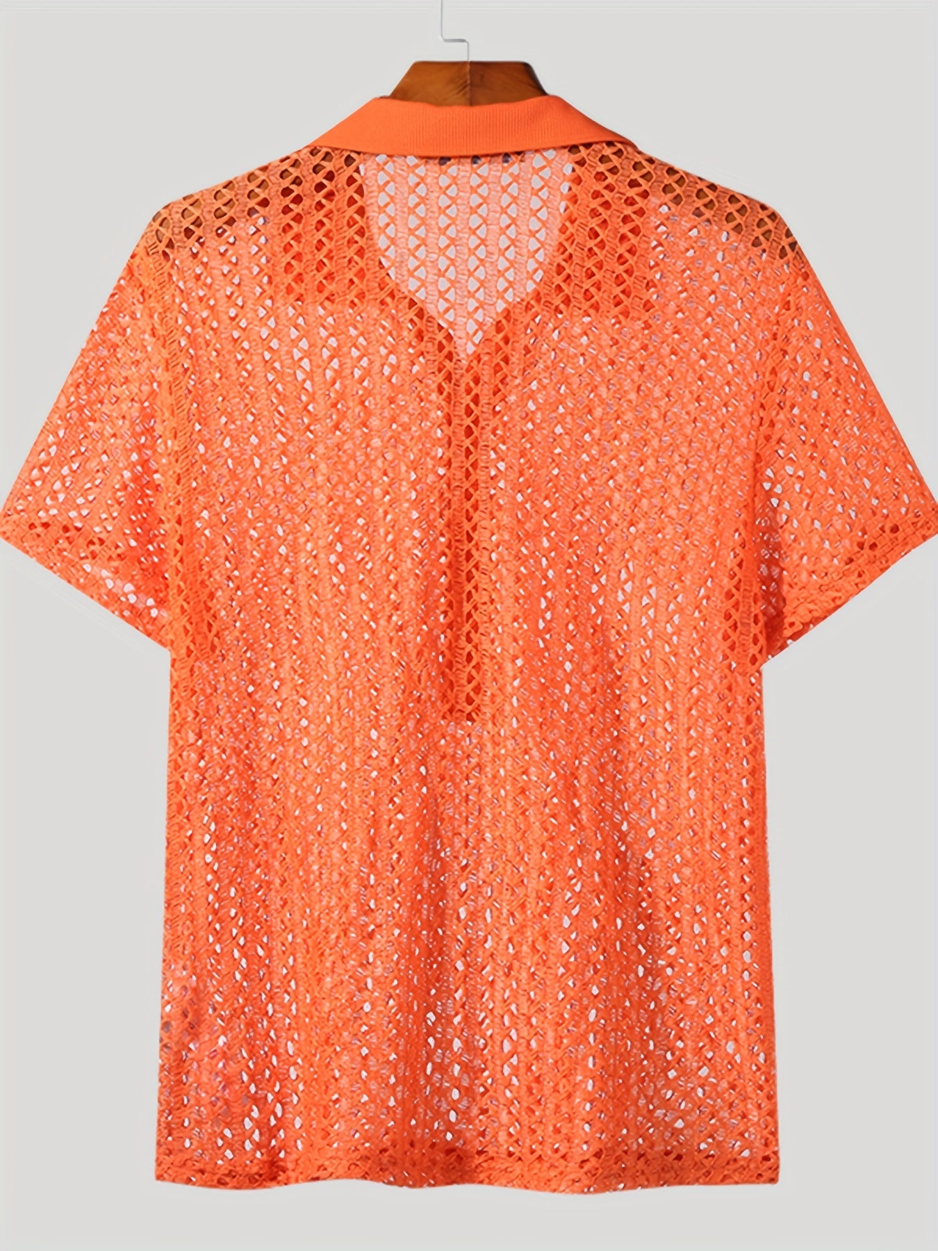 [Popular Choice] Trendy Sheer Mesh Cut-Out Top - Sexy Collared Short Sleeve Shirt in Bright Colors, Polyester, Summer Wear, Short Sleeve, Fas Shirt.hionNova, Sexy Style, Loosen Version, Summer